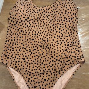 Woman’s cheetah Tan and Black One Piece Swimsuit